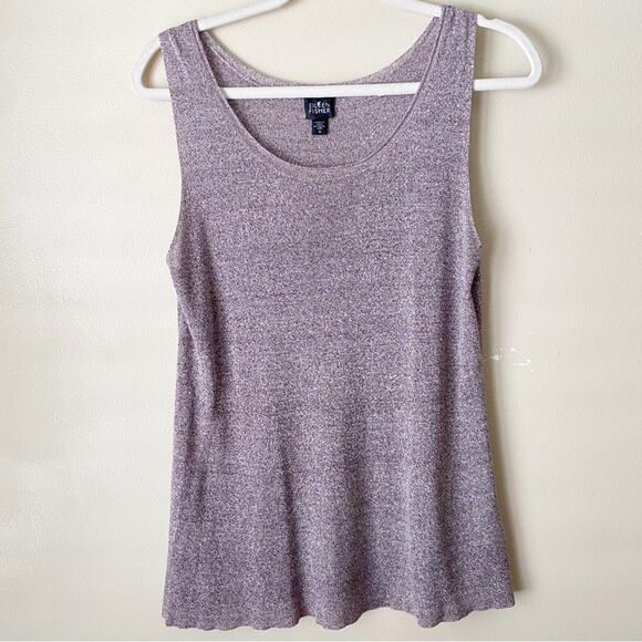 Eileen Fisher | Linen Silk Blend Tank Top and Cardigan Lightweight Purple Medium - Picture 5 of 10